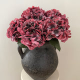 Kunstig Hortensia Buket - Bordeaux (5 stk)