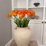 Kunstig ‘Pæon' Tulipan buket - Orange