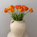Kunstig ‘Pæon' Tulipan buket - Orange