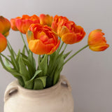 Kunstig ‘Pæon' Tulipan buket - Orange