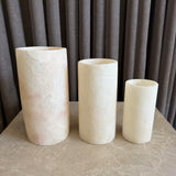 Alabast lysestage Cylinder - mellem