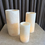 Alabast lysestage Cylinder - mellem