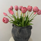 Kunstig ‘Dobbelt blomstrende’ Tulipan buket - rose