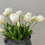 Kunstig ‘Dobbelt blomstrende’ Tulipan buket - Hvid