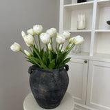 Kunstig ‘Dobbelt blomstrende’ Tulipan buket - Hvid