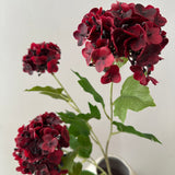 Kunstig 3 hovedet Hortensia - Rød