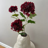 Kunstig 3 hovedet Hortensia - Rød