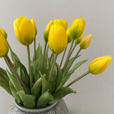 Kunstig ‘Dobbelt blomstrende’ Tulipan buket - Gul