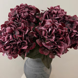 Kunstig Hortensia Belle Buket - Bordeaux (5 stk)