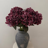Kunstig Hortensia Belle Buket - Bordeaux (5 stk)