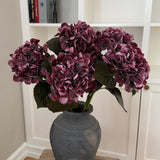 Kunstig Hortensia Belle Buket - Bordeaux (5 stk)